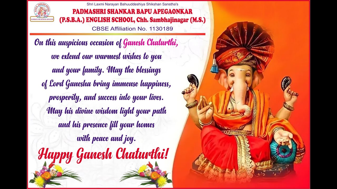 Ganpati Festival Celebration 2025 @ PSBA English School - YouTube