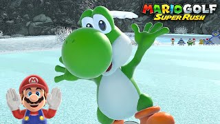 Mario Golf Super Rush Yoshi vs Donkey Kong vs Bowser vs Bowser Jr at Blustery Basin