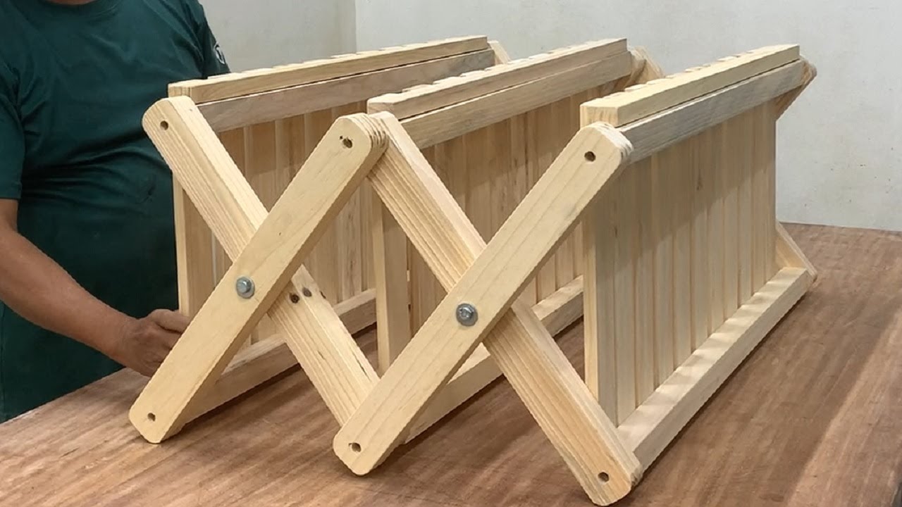 Easiest Woodworking Project For Beginners - Build Smart 3 Tier Folding Shoe Rack For Narrow Spaces