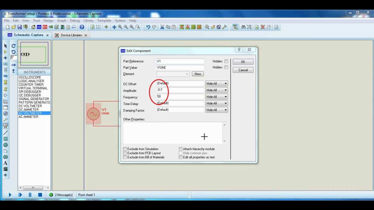 Transformer setup in Proteus simulation 2020 YouTube