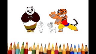 How to Drawing & Coloring For Kids | Kung fu Panda vs Tigeress | Teach Pages For Children