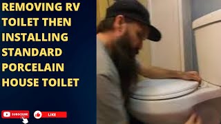 Replace RV toilet with Home residential toilet #rv