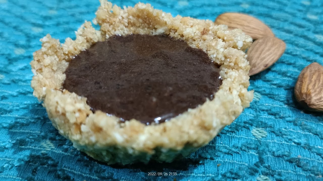 Almond chocolate tart recipe jo ke biscuits or badam se 