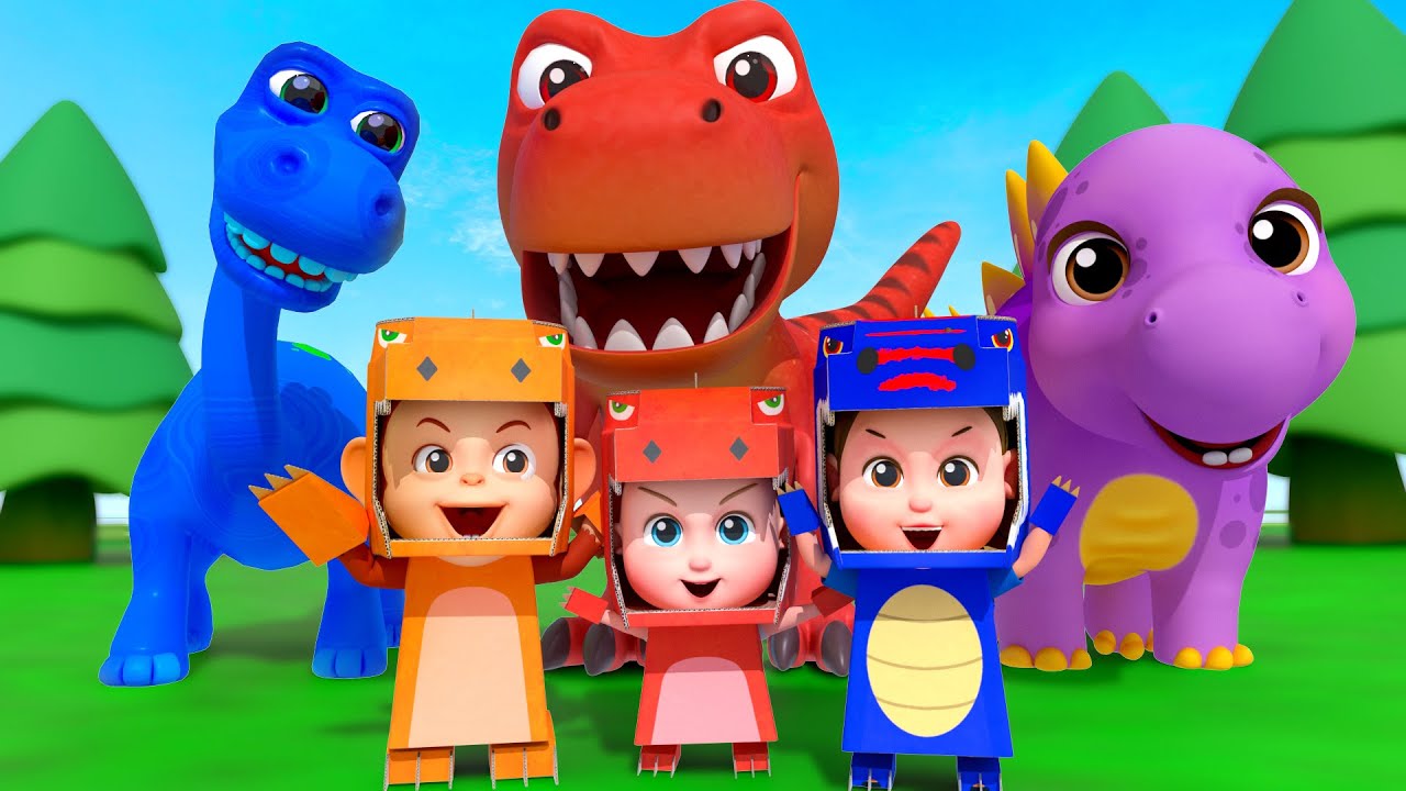 Fantasias De Dino | Descoberta | 5 Little Dinosaurs | Miguel em Português - Músicas Infantis