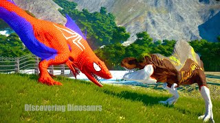 Special Fighting! Super hero Megalodon vs Tyrannosaurus rex vs Carnotaurus Jurassic world evolution