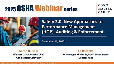 Safety 2.0: New Approaches to Performance Management (HOP), Auditing & Enforcement