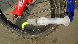 you can pump your Bike or Bicycle using Syringe