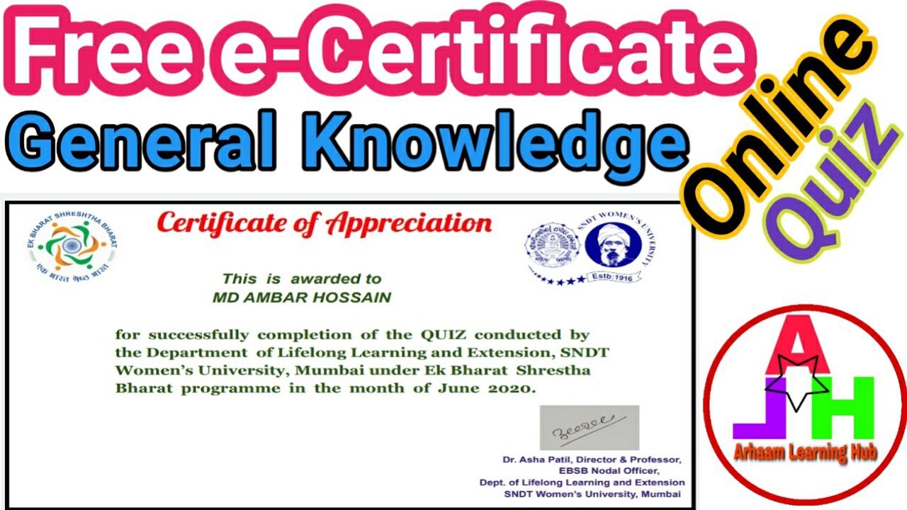 Online Quiz | General Knowledge Online Quiz | OnlineQuizCertificate ...