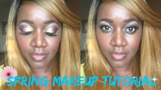 Bright Spring Makeup Tutorial | Gold and Purple Shadows |Tvanasmyle