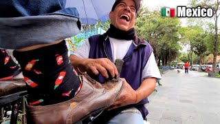 $1 SHOE SHINE by Happy Man Francisco  Mexico City ASMR 4K