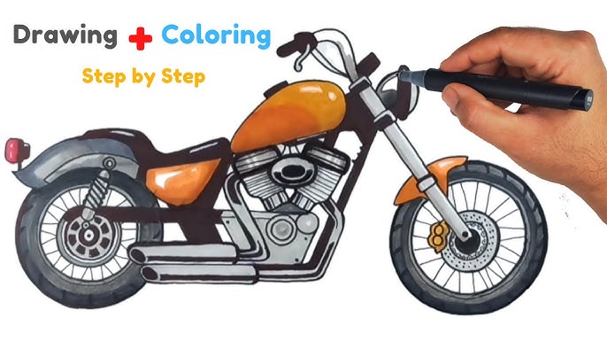 HOW TO DRAW A MOTORCYCLE - COMO DESENHAR UMA MOTO 