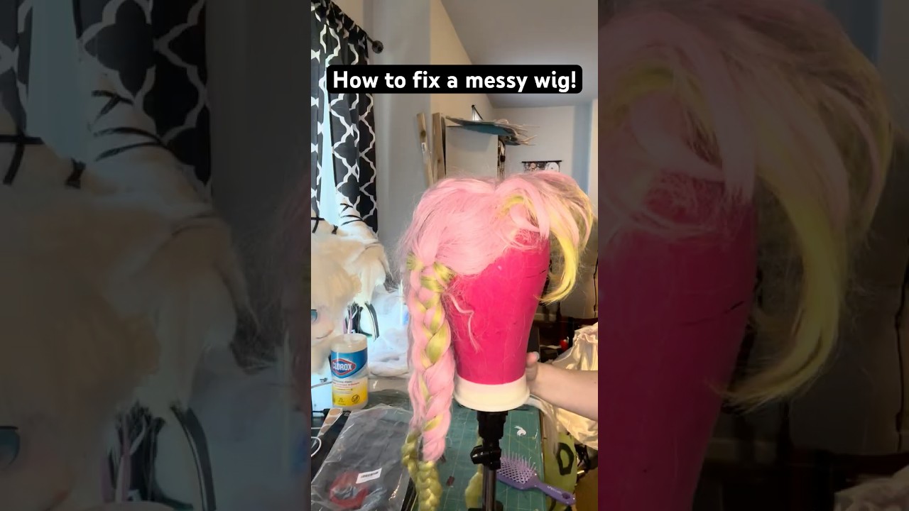 How to fix a messy wig! #cosplay #wig #wigstyling #tutorial #demonslayer #mitsuri