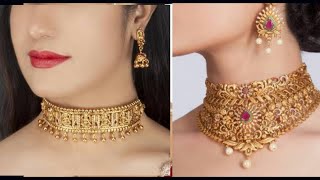 Latest gold choker necklace and 