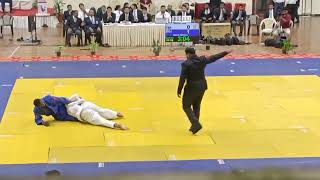 Judo junior national -66kg Rohit majhul of Gujrat hitting power swip for ippon . screenshot 1