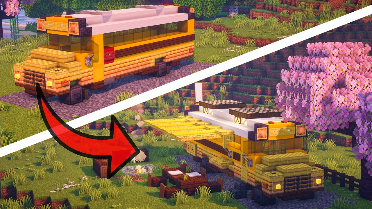 Minecraft Rv Tutorial I turned a School Bus into an RV | Minecraft Tutorial - YouTube