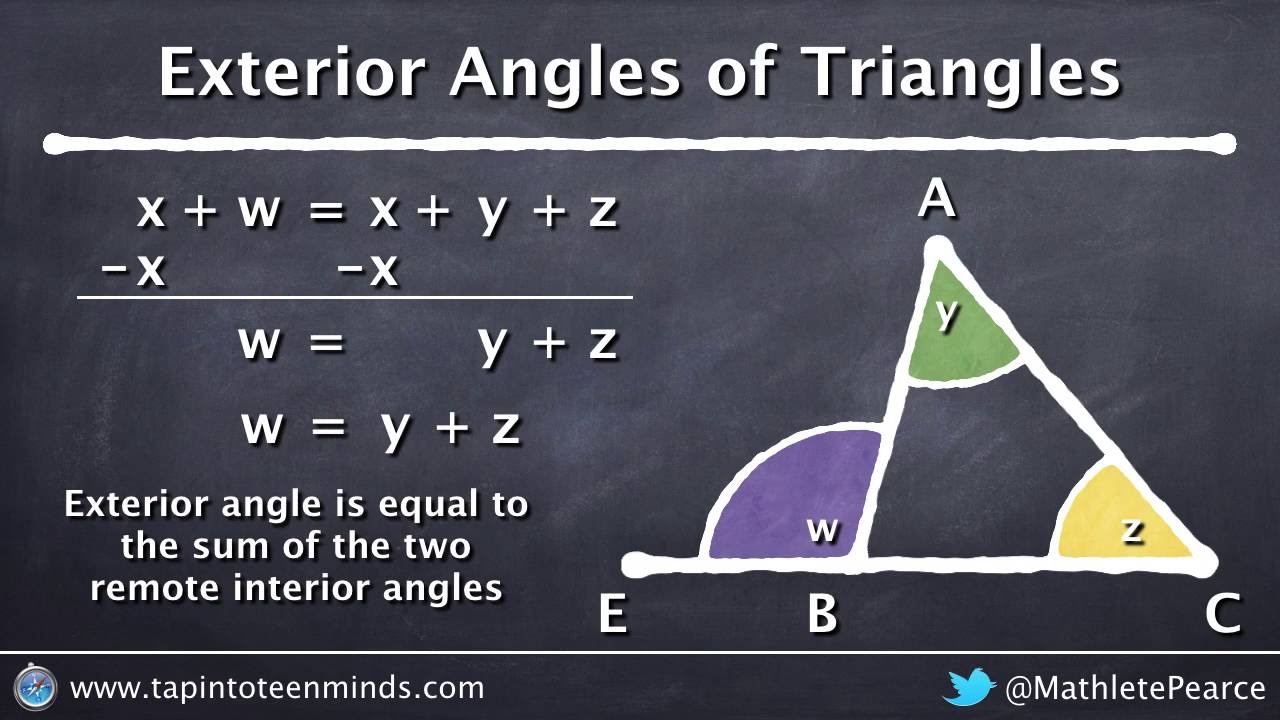 Exterior Angles Of A Triangle Visual And Algebraic Example