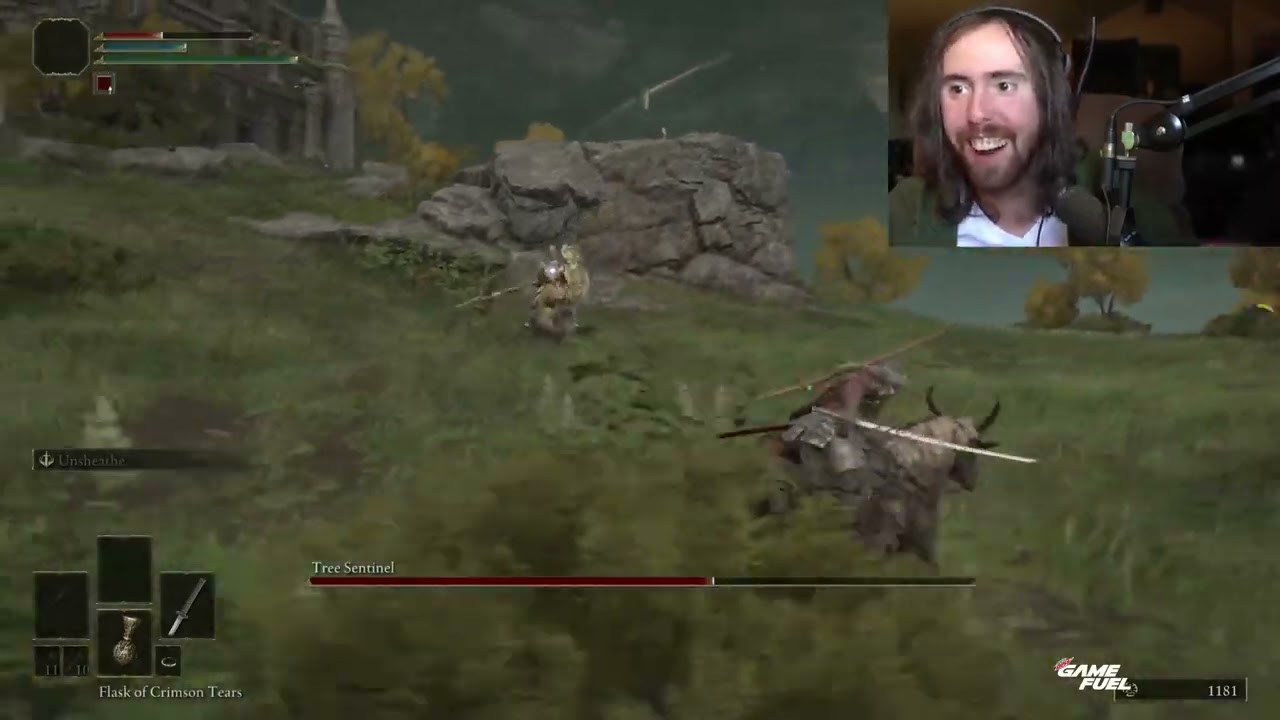 Elden Ring - Horse Combat Against Tree Sentinel - Asmongold Stream