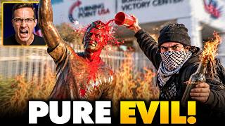 Democrats Desecrate And Set Charlie Kirk Statue On Fire At Tpusa Hq Photos Enrage Internet