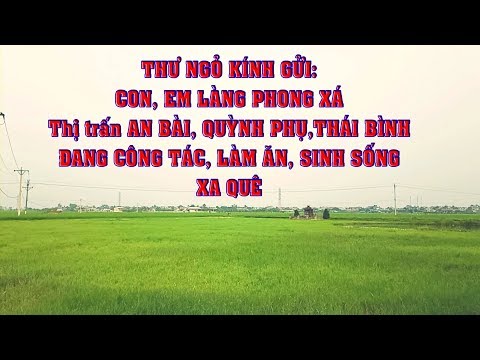 THƯ NGỎ, Gửi con em làng Phong Xá, thị trấn An Bài - Quỳnh Phụ - Thái Bình, đang xa quê
