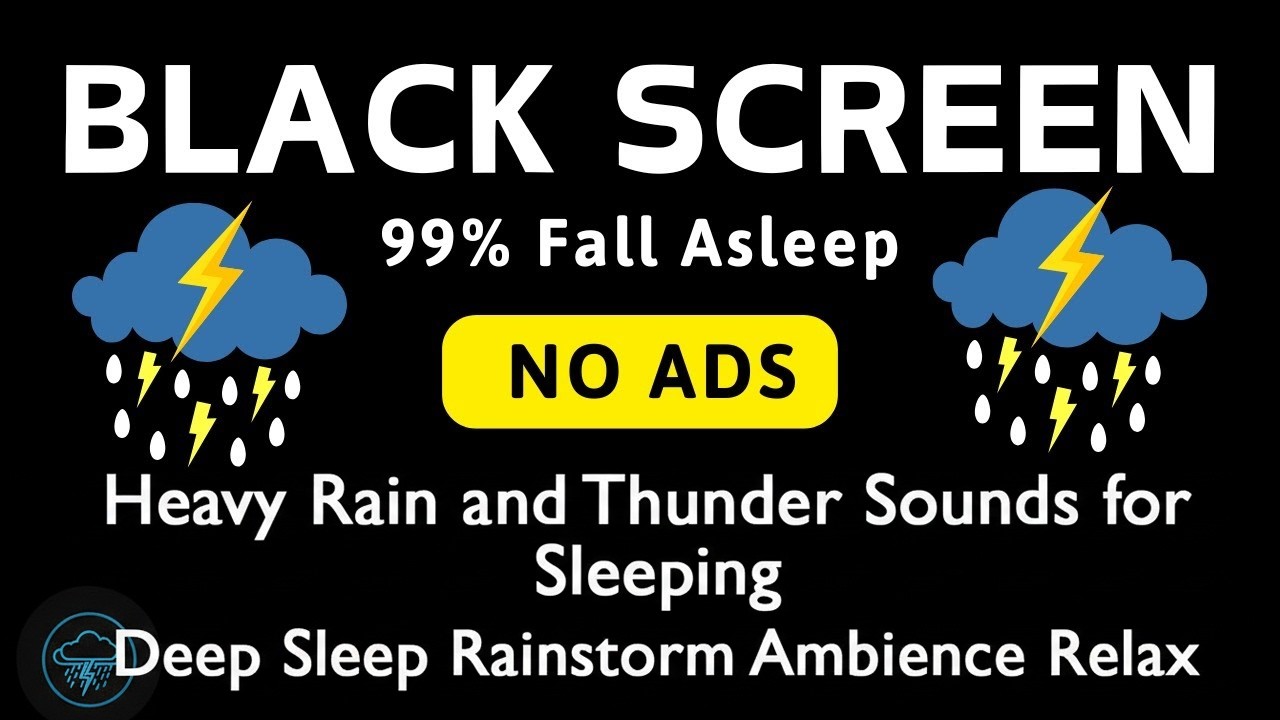Heavy Rain and Thunder Sounds for Sleeping - Black Screen | Intense Thunder Rain for Heavy Sleep