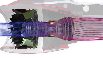 Turbine cut-away with air flow animation