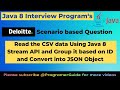 Java 8: Group CSV Data by ID & Convert to JSON