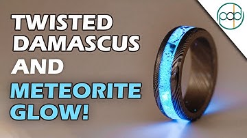 Making a METEORITE GLOW ring with Damascus Steel!