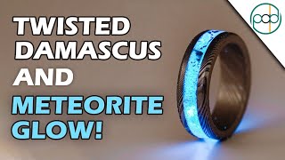 Making a METEORITE GLOW ring with Damascus Steel!