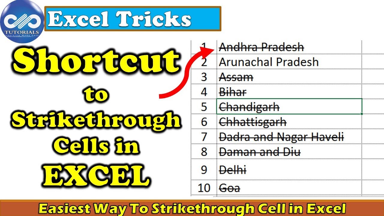 Easiest Way To Strikethrough Cell In Excel || How To Do A Strikethrough In Excel || Dptutorials