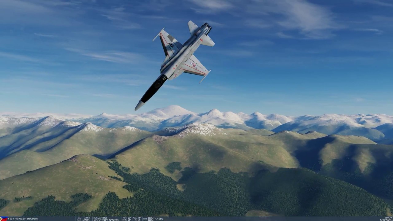 DCS World. Offline - F-5E Tiger vs Shenyang J-11A Flanker-L. Fight 2. F-5E Tiger's external view.