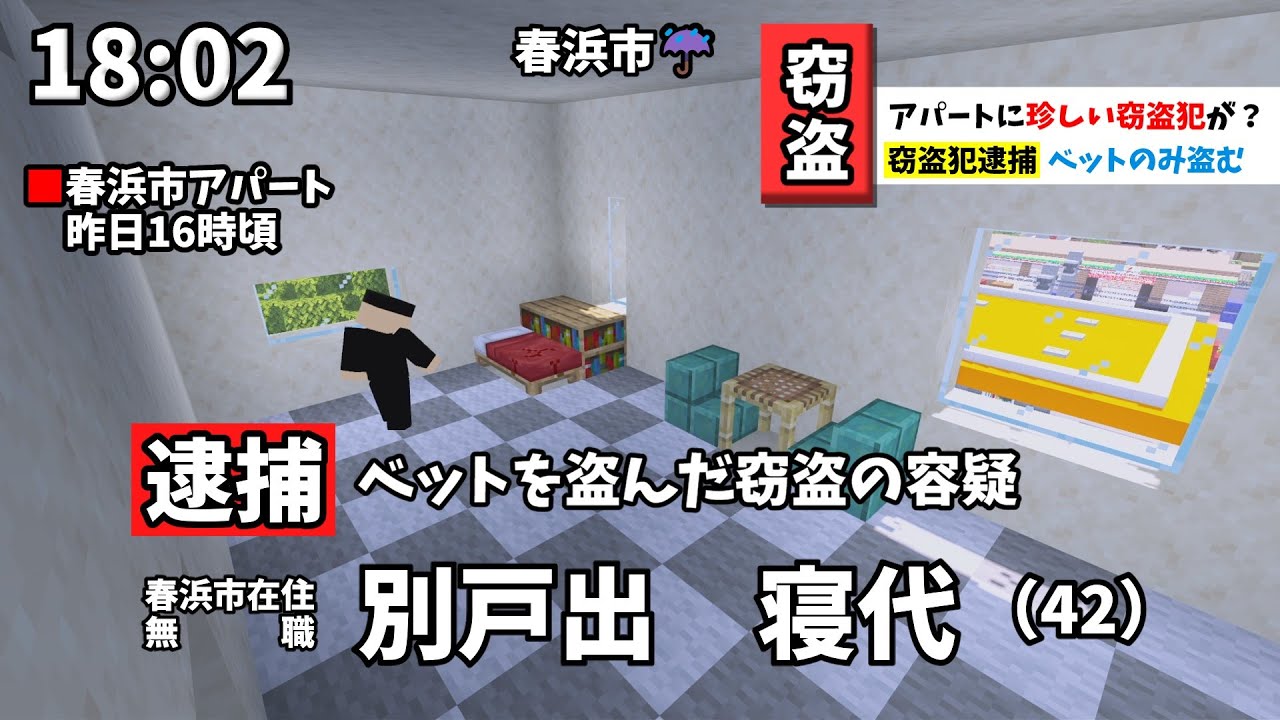 【マイクラニュース#95】ベットを盗む空き巣犯を逮捕