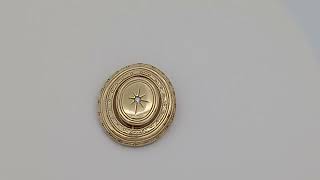 Vintage Avon Brooch Pin Oval Gold Tone Metal Etched Sunburst Rhinestone Spinner