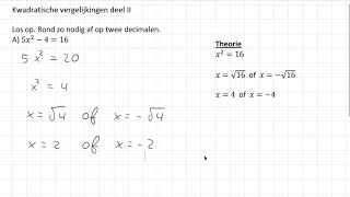 Vergelijkingen - Kwadratische Vergelijkingen Deel Ii (2 Havo/Vwo & 2 Vwo) -  Youtube