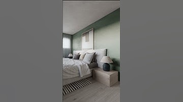 Modern Bedroom Design: Serene Gray and Vibrant Green. #3dinteriorwalkthrough #interiorwalkthrough