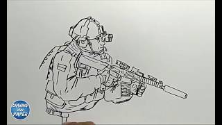 army drawing easy draw military very drawings doodle paintingvalley