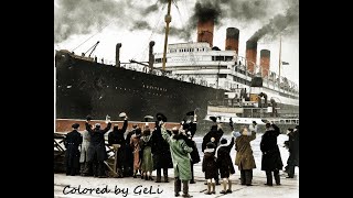 People on the RMS Aquitania - Happy days are here again!