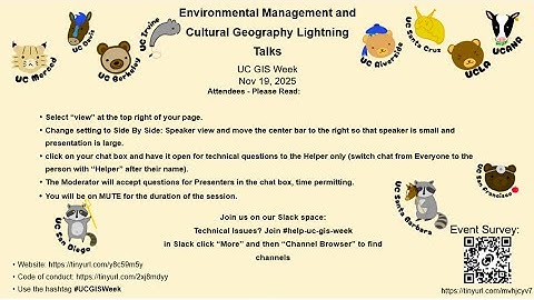 Environmental Management and Cultural Geography Lightning Talks - UC GIS Week 2025 - Day 2