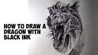 How to draw a dragon with black ink