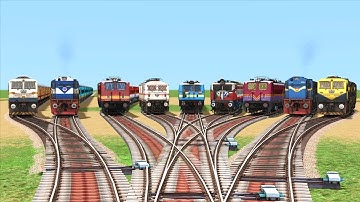 10 TRAINS BACK TO BACK CROSSING ON BUMPY RAILROAD TRACKS | CROSSING | Train Simulator 2023