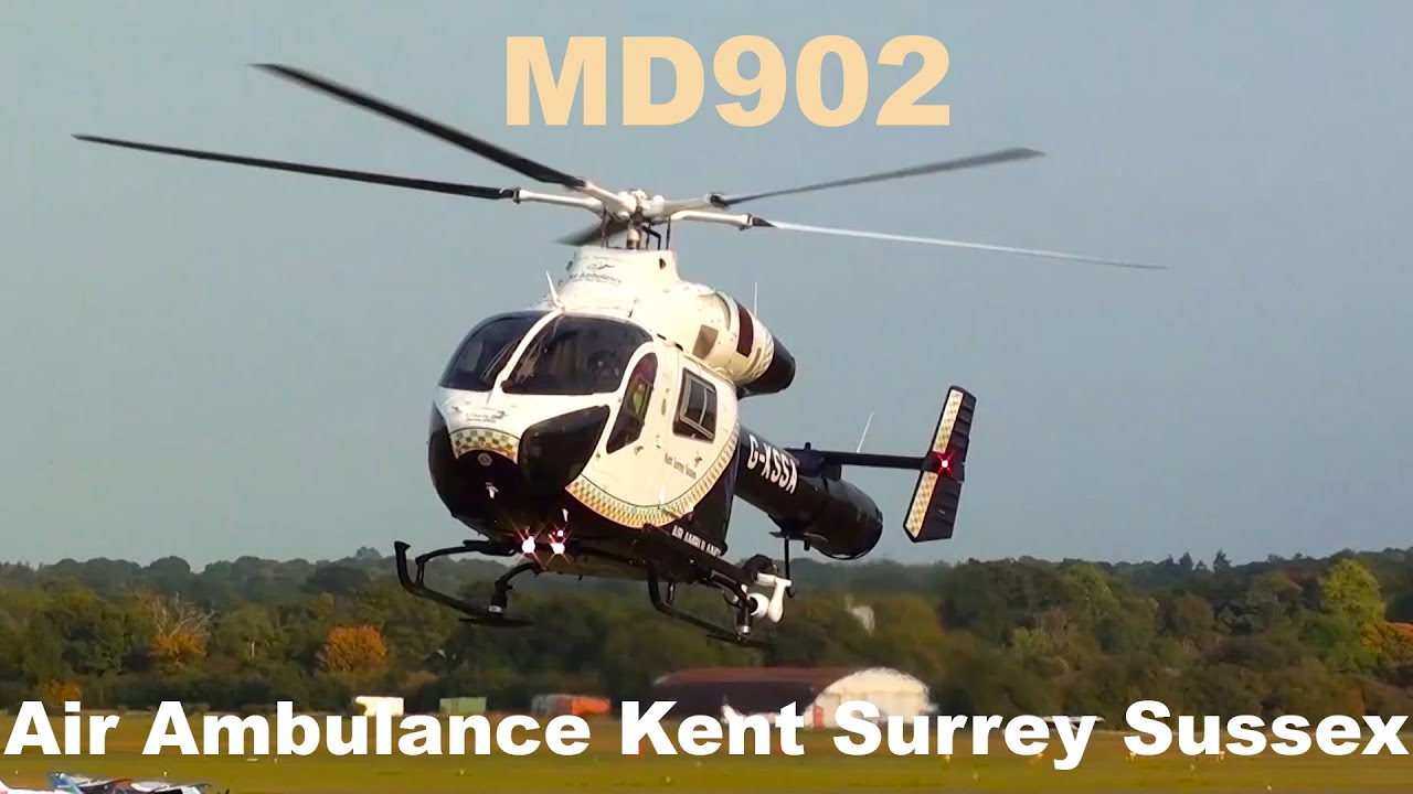 HEMS MD902 helicopter landing Air Ambulance Kent Surrey Sussex