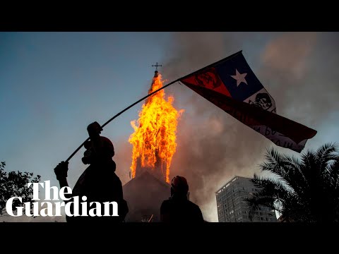 Churches burned amid tense anniversary protests in Chile