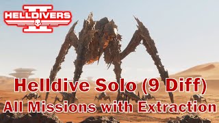 Solo Helldive Max 9 Difficulty | All Terminids Missions with Extraction | HELLDIVERS 2