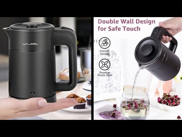 Ann Katy MINI Electric Tea Kettle, 0.8L Portable Travel Hot Water Boiler  Stainless Steel,Low Power Cordles Mini Electric Coffee Kettle Auto