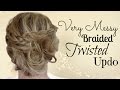 Very Messy Braided Twisted Updo Hair Tutorial