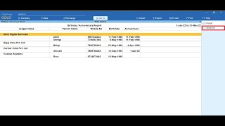 Tally Add On : Birthday Anniversary Reminder in Tally in Tally Prime software. screenshot 2