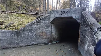  Nordegg Saunders ghost town tunnel just north across rail trail up hill over coal tailing to tunnel