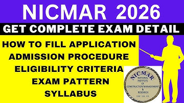 NICMAR 2026 Notification (Out), Application, Dates, Eligibility, Syllabus, Pattern, Admit Card