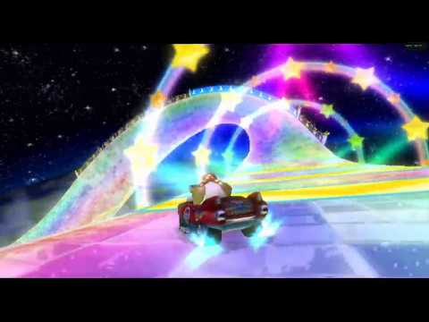 MKWii Rainbow Road kart moon jump checkpoint skip