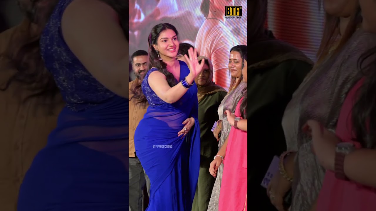 Honey Rose Blue Saree Look at Rachel Trailer Launch | Honey Rose Glam Entry | BTF Productions