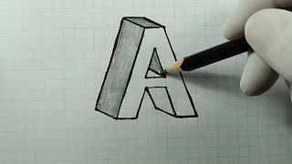 Cetvel Kullanmadan 3 Boyutlu A Harfi Çizimi - 3D Drawing Of Letter A Without Using Ruler - 3D Letter